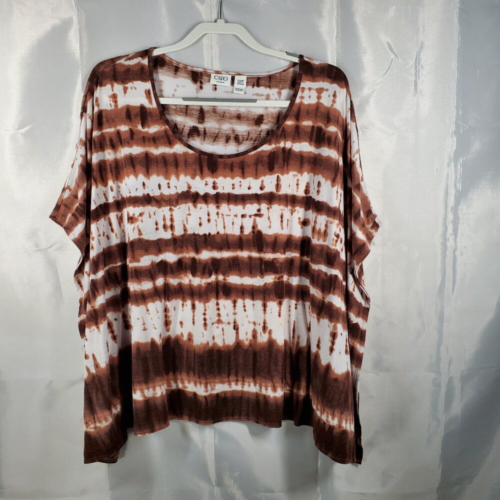 Cato Sleeveless Tye Die Summer Cover Shirt Brown White Wm Sz 22/24W